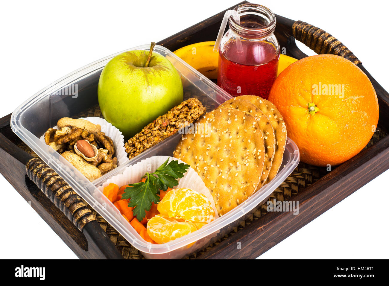 Set healthy dietary food in plastic box Stock Photo