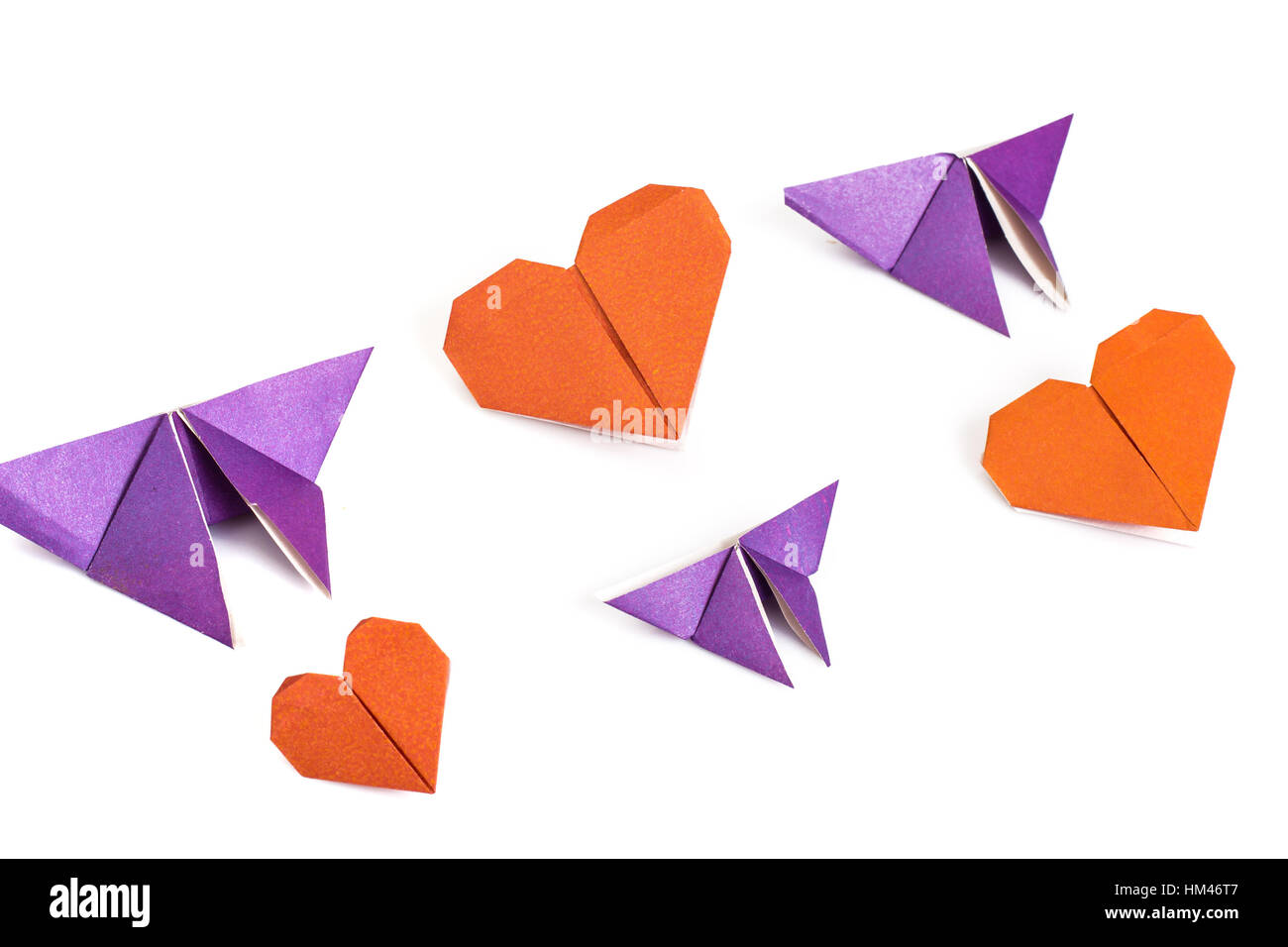 Origami heart and butterflies Stock Photo