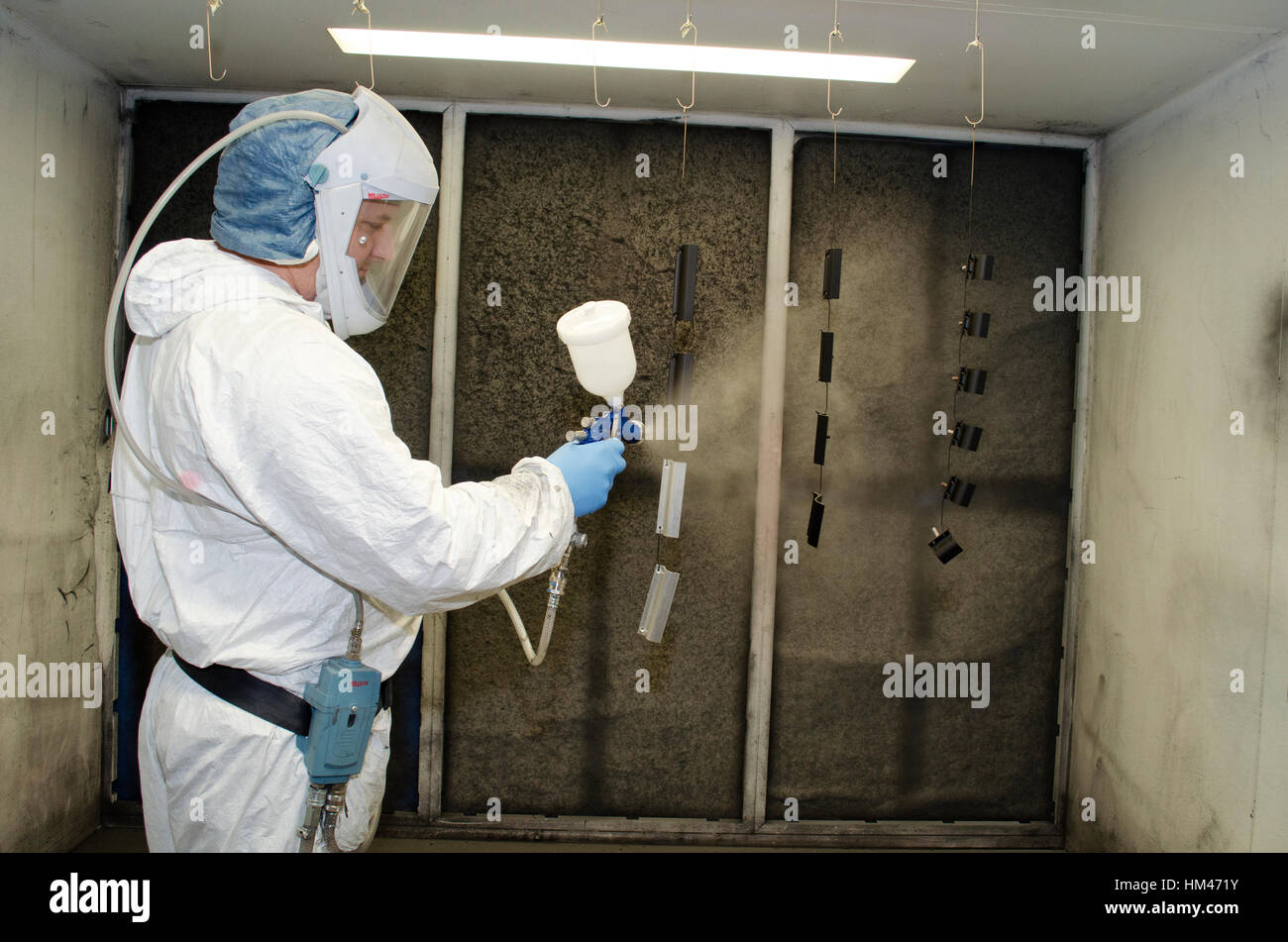 Paint spraying industrial facility Stock Photo Alamy