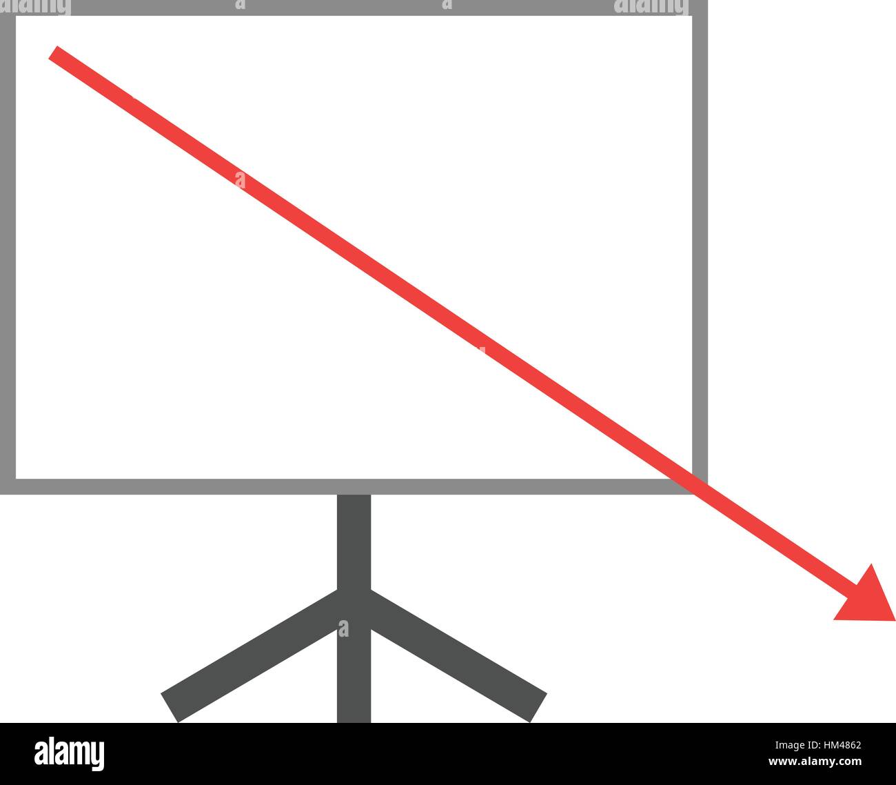 Vector white board with red arrow pointing way down Stock Vector Image