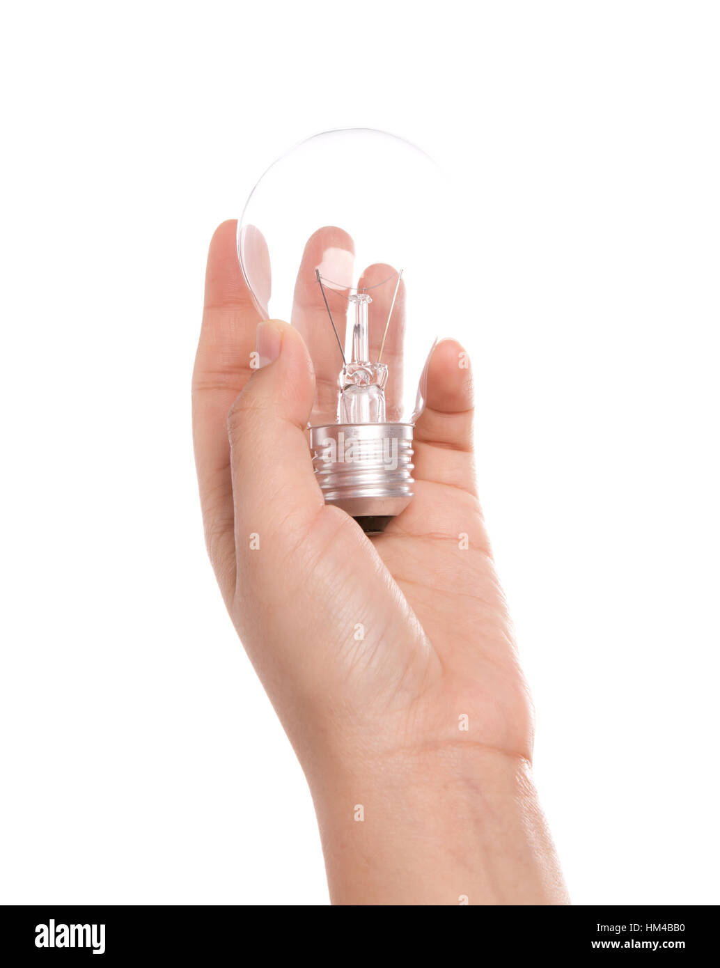 Light bulb in hand isolated on a white background Stock Photo - Alamy
