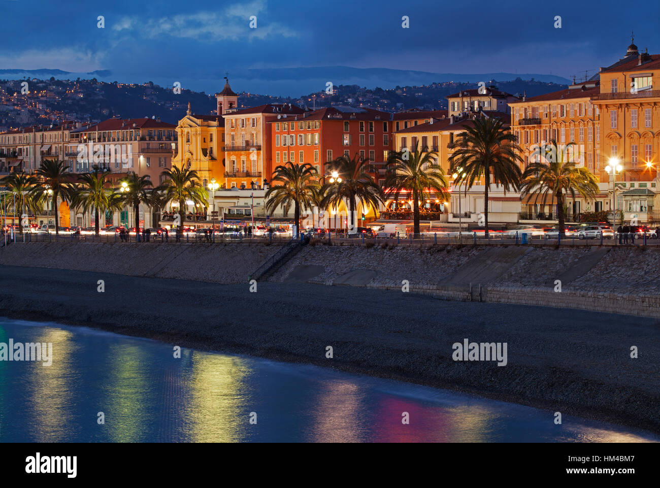 Promenade des Anglais, evening,  Nice, Cote d'Azur, France Stock Photo