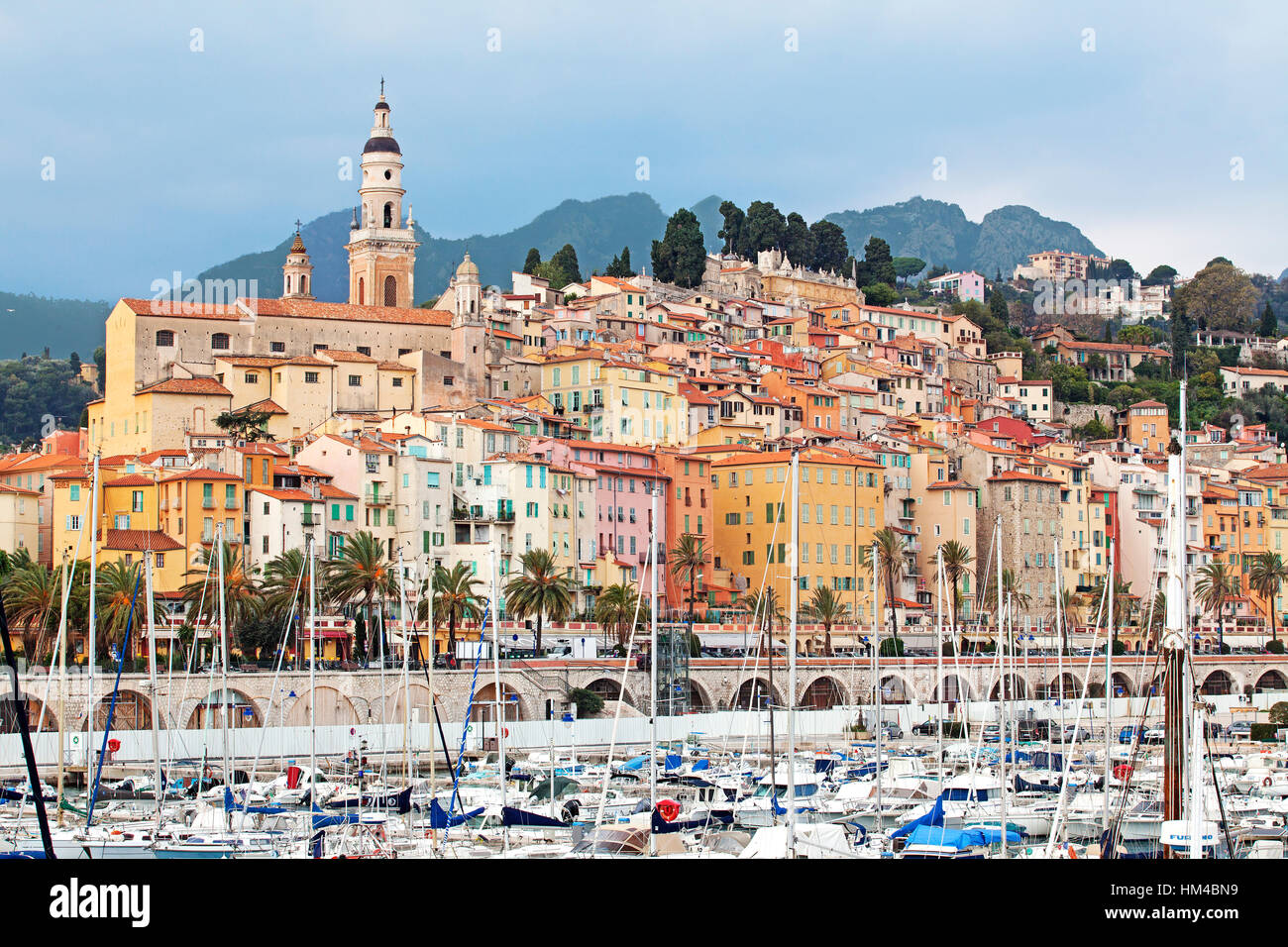 Menton harbour, Cote d'Azur, France, Stock Photo