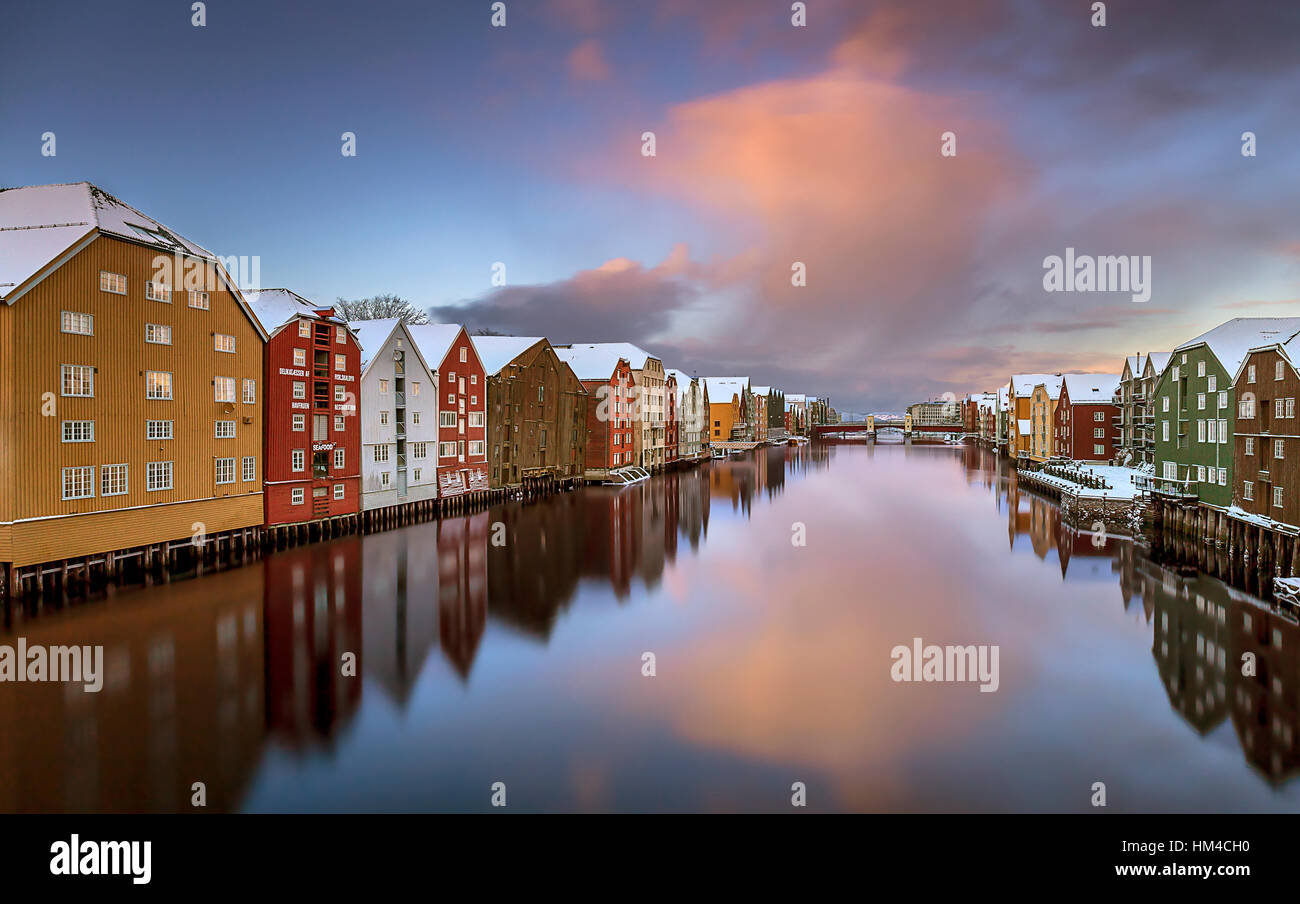 Trondheim, a Norwegian city on the banks of the Nidelva River, Norway Stock Photo