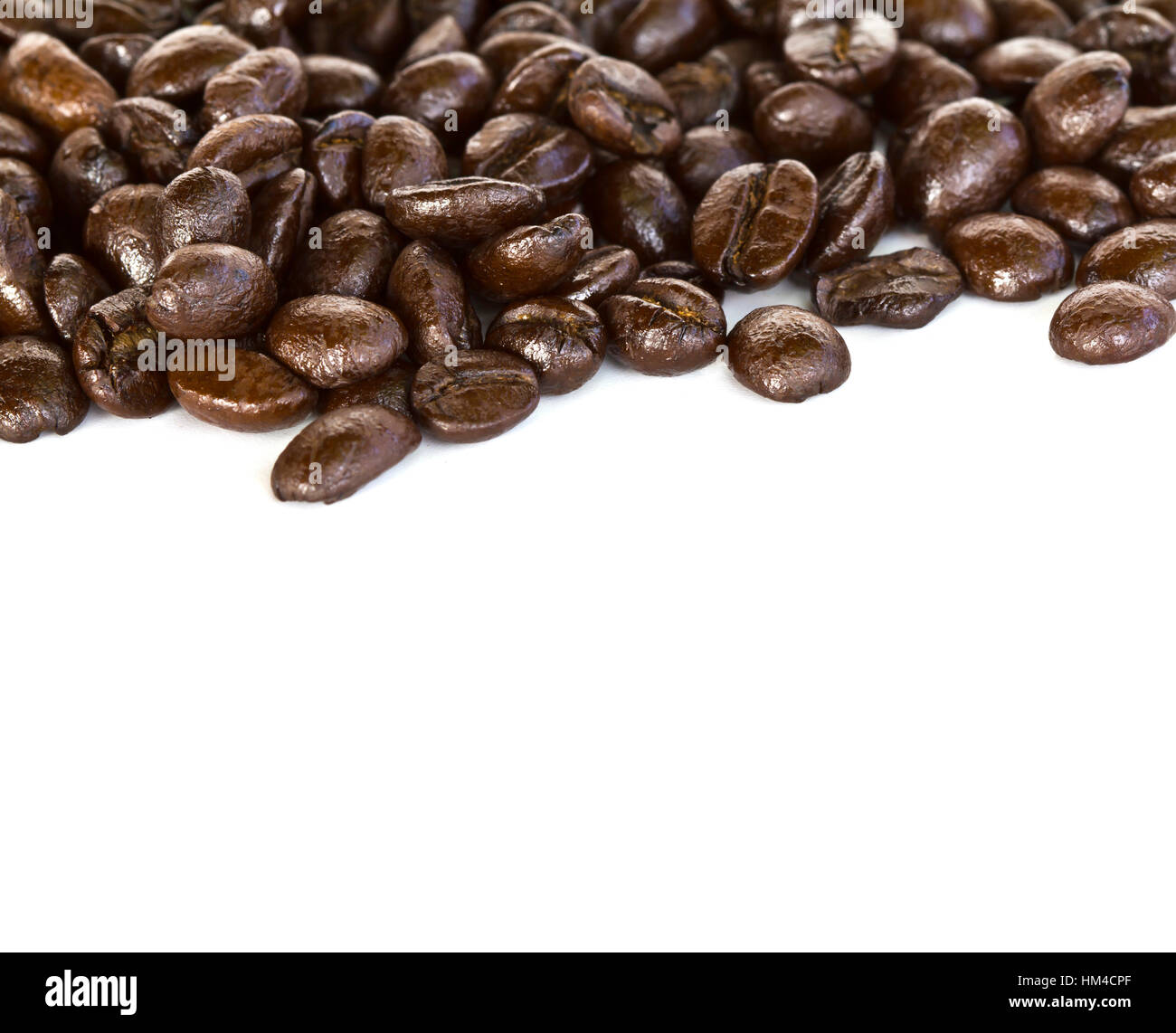 Close up of coffee beans on white background with copy space Stock ...