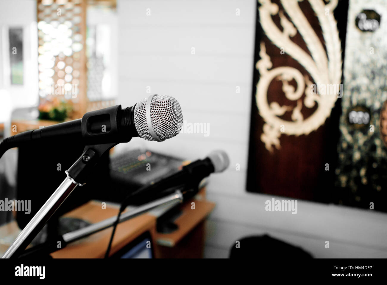 Microphone in room Stock Photo Alamy