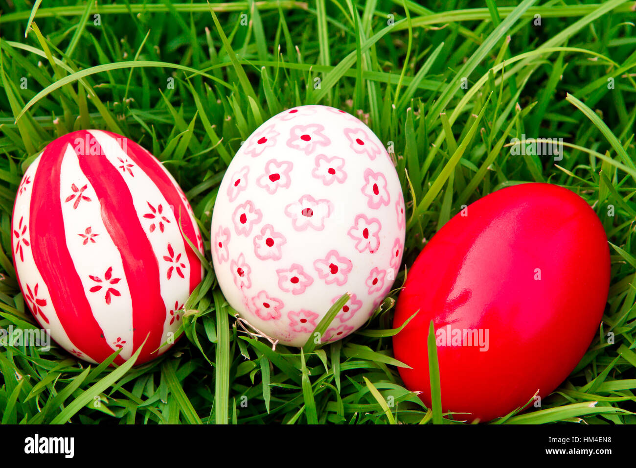 Easter Eggs on Fresh Green Grass Stock Photo - Alamy