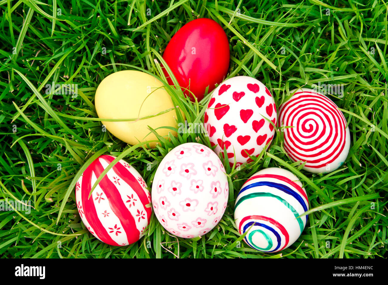 Easter Eggs on Fresh Green Grass Stock Photo - Alamy
