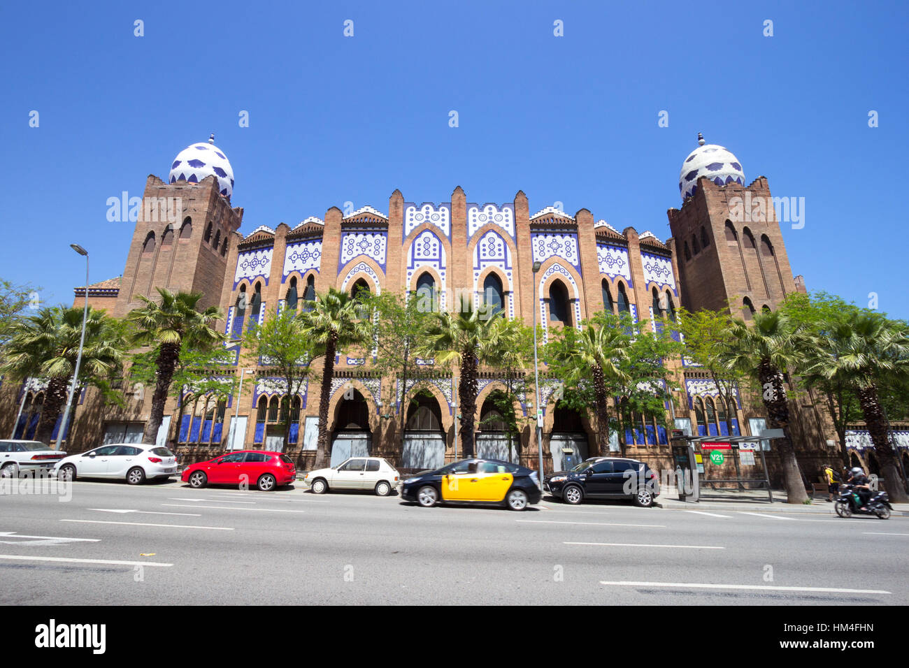 BARCELONA, SPAIN - JUN 21, 2016: Bullring and bullfighting arena Plaza Monumental de Barcelona (La Monumental). Stock Photo