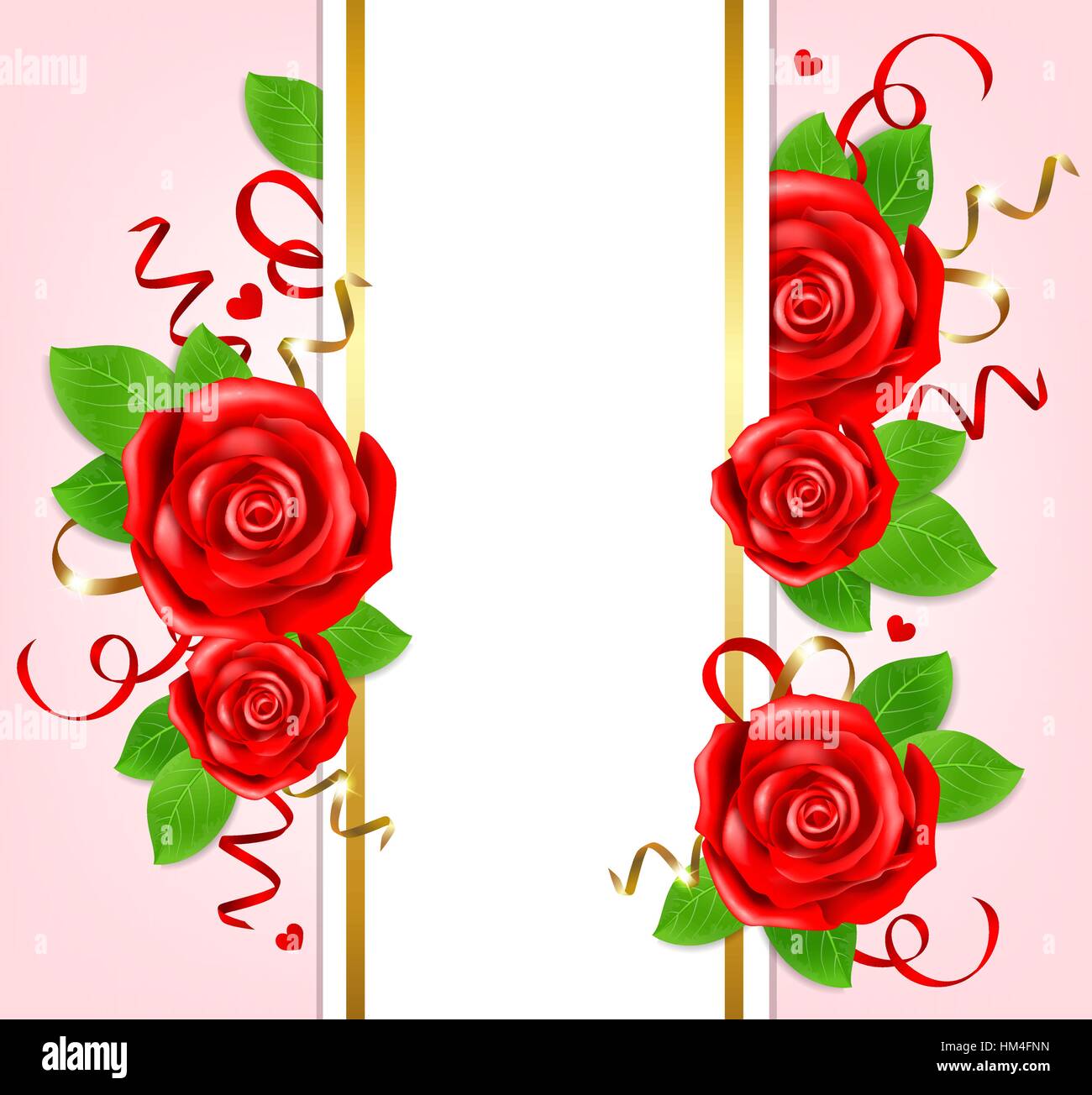 Decorative romantic vertical banner for Valentine's day with red roses ...