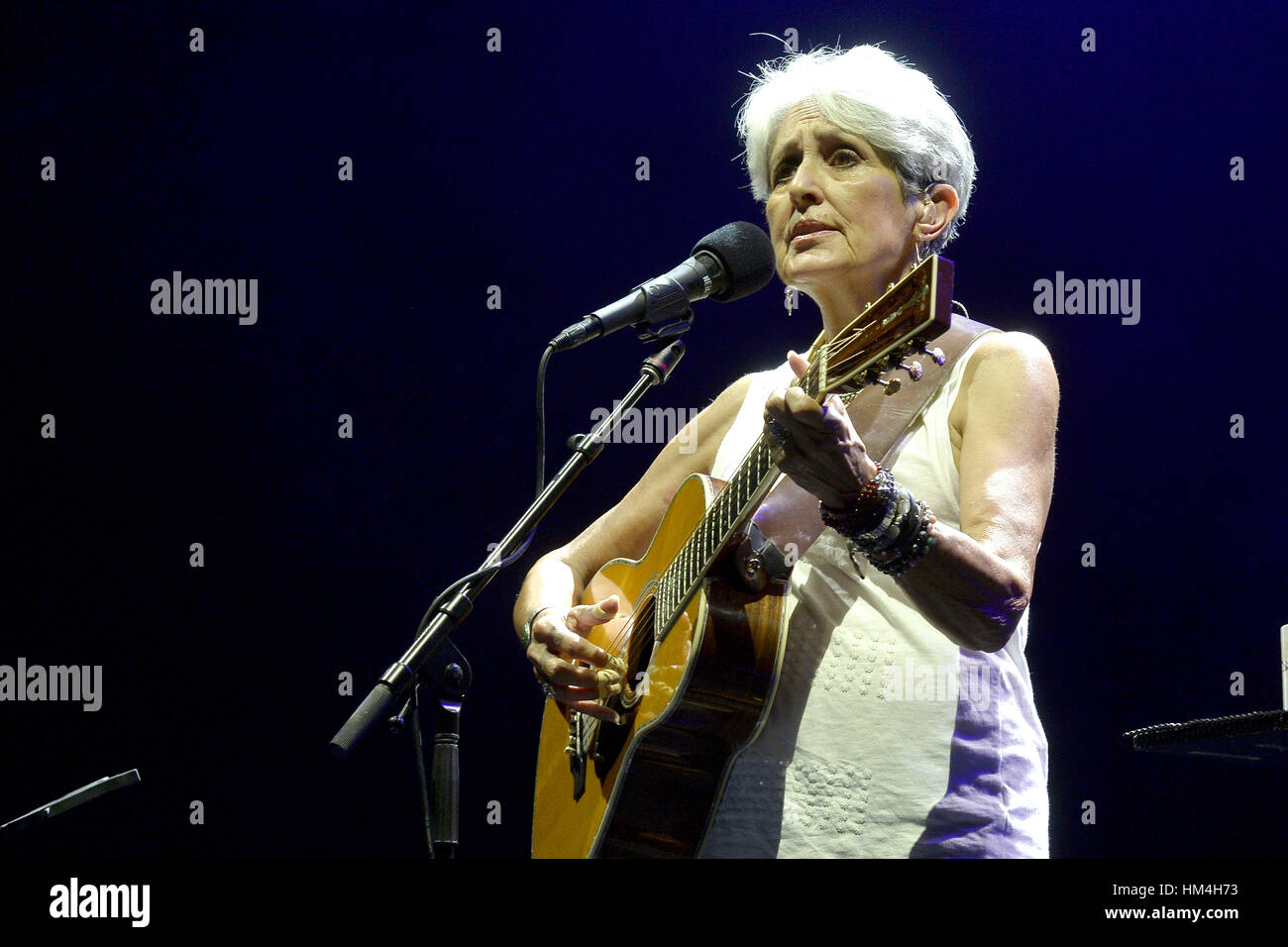 Joan Baez in concert at the festival 'Les Nuits du Sud 2015' in Vence (south-eastern France) Stock Photo