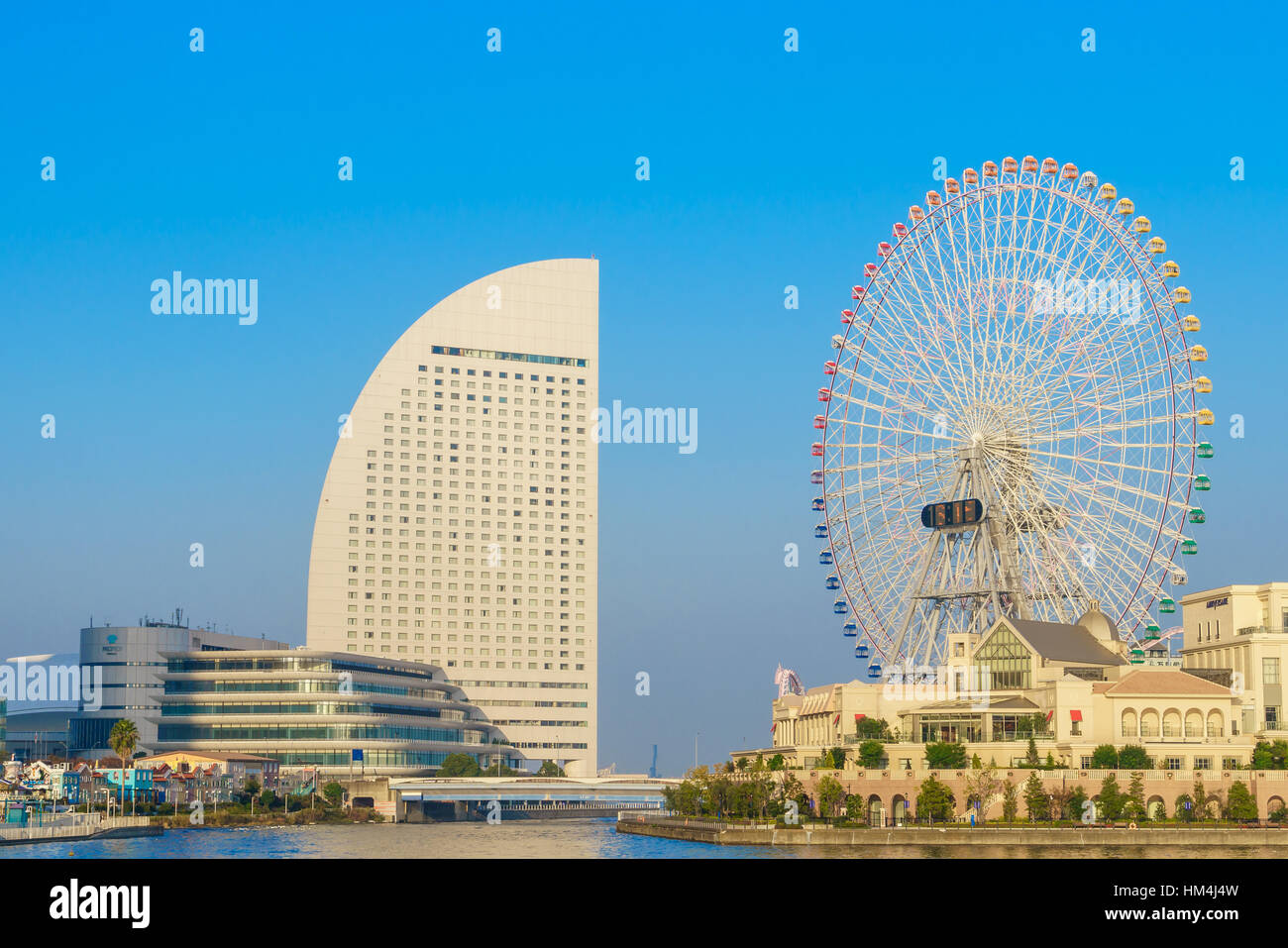 Yokohama,Japan - November 24,2015 : Ferris wheel at cosmo world fun park at minato mirai , Yokohama is the third biggest city in Japan. Stock Photo