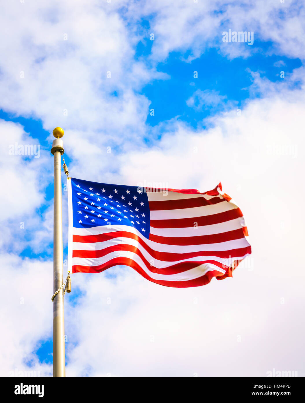 American flag on blue sky Stock Photo - Alamy