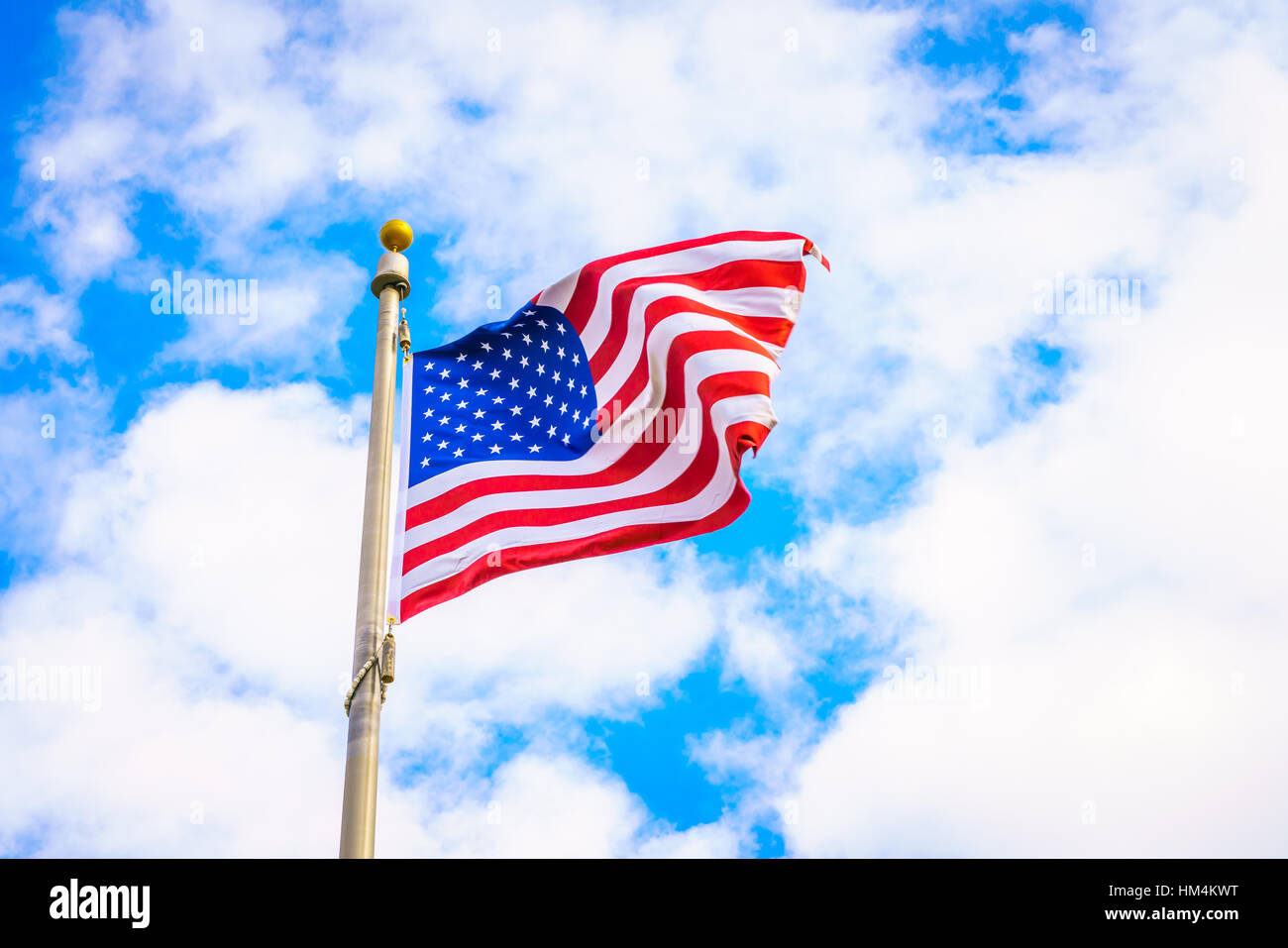 American flag on blue sky Stock Photo - Alamy