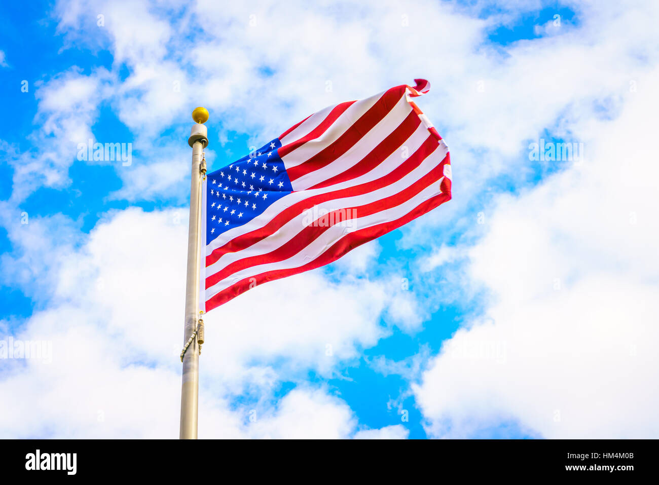 American flag on blue sky Stock Photo - Alamy