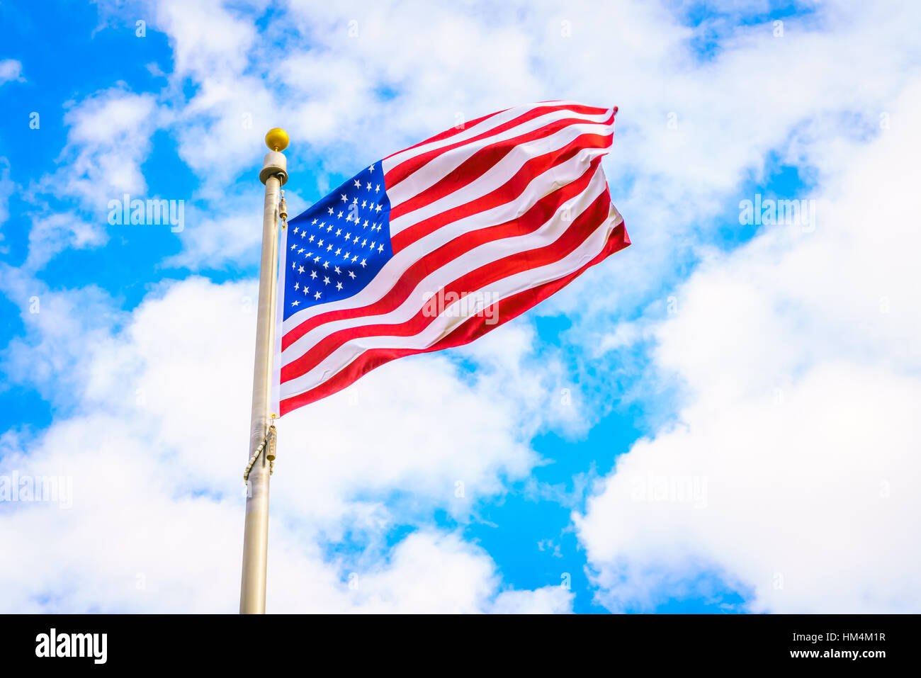 American flag on blue sky Stock Photo - Alamy