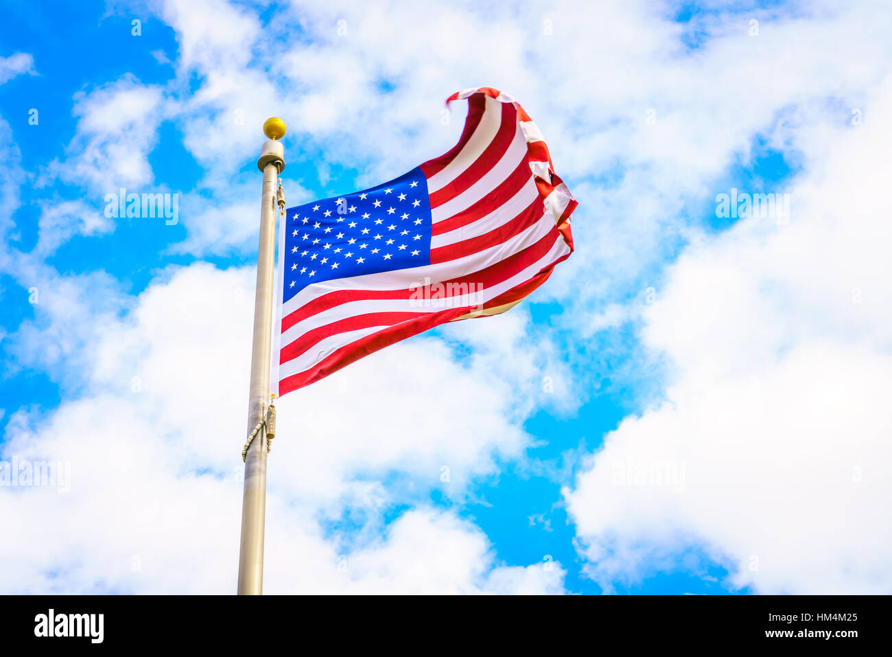American flag on blue sky Stock Photo - Alamy