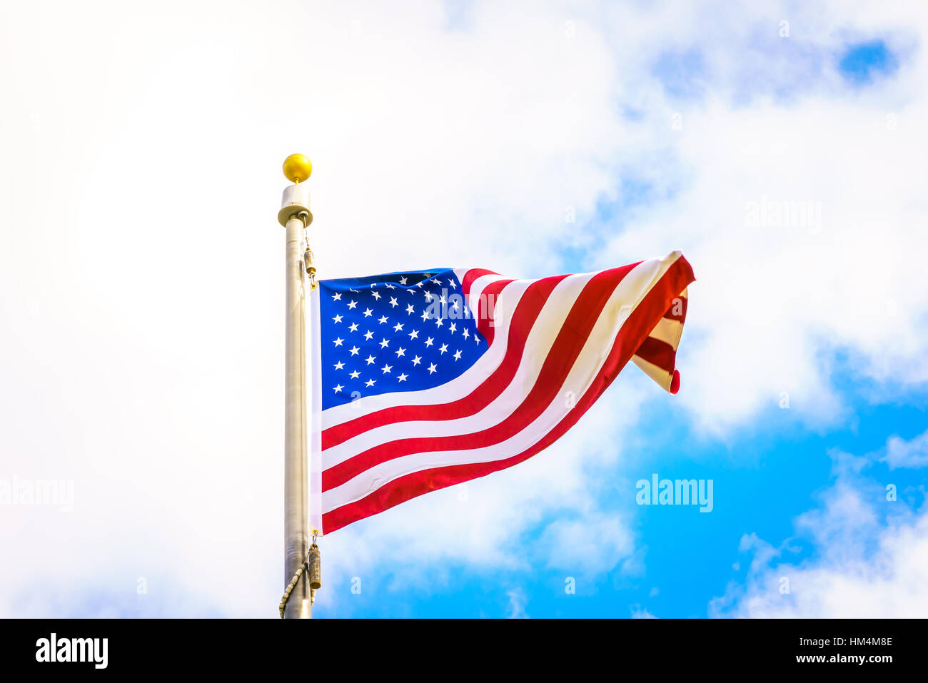 American flag on blue sky Stock Photo - Alamy