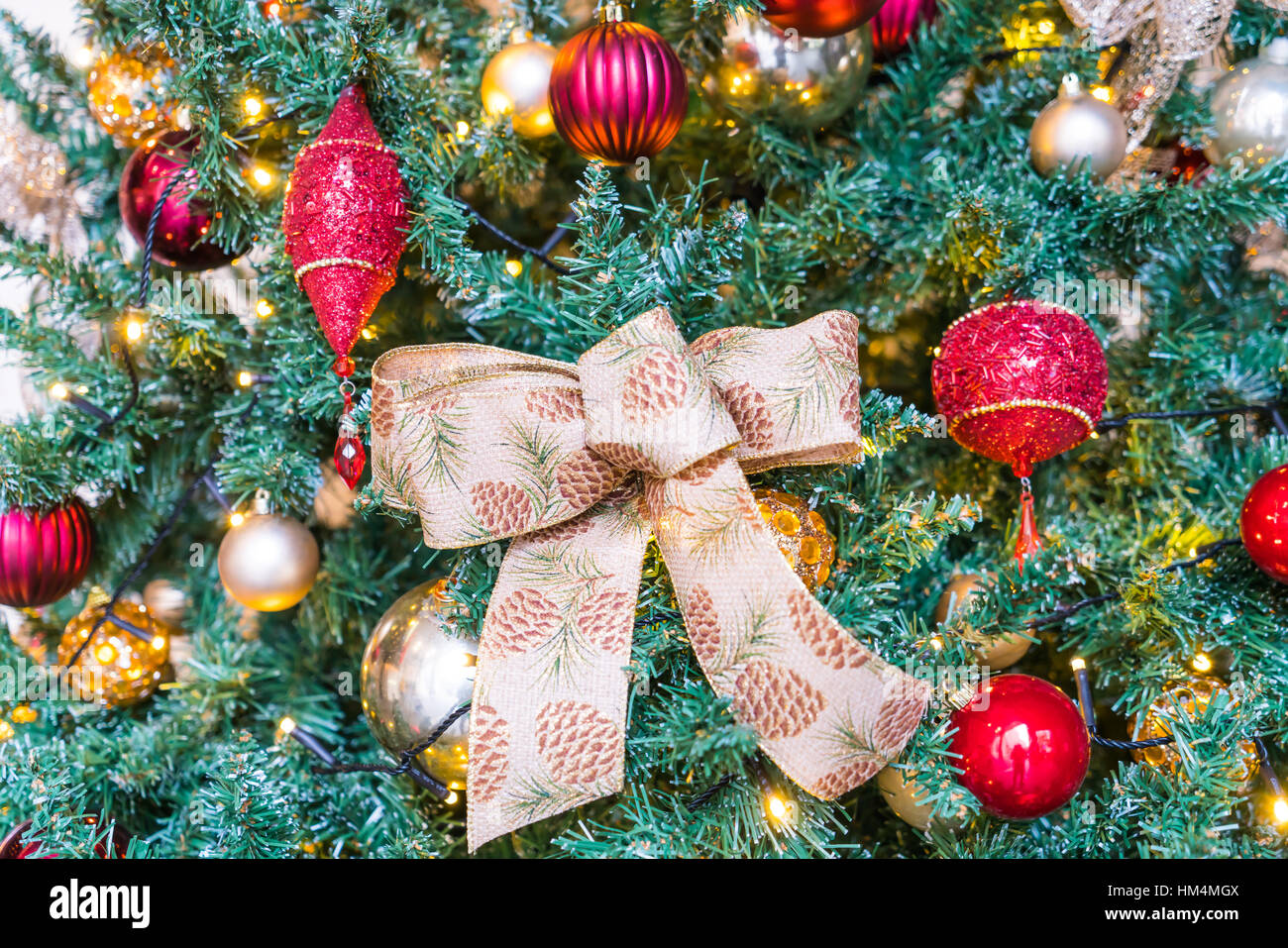 Closeup of Christmas tree decorations background Stock Photo - Alamy