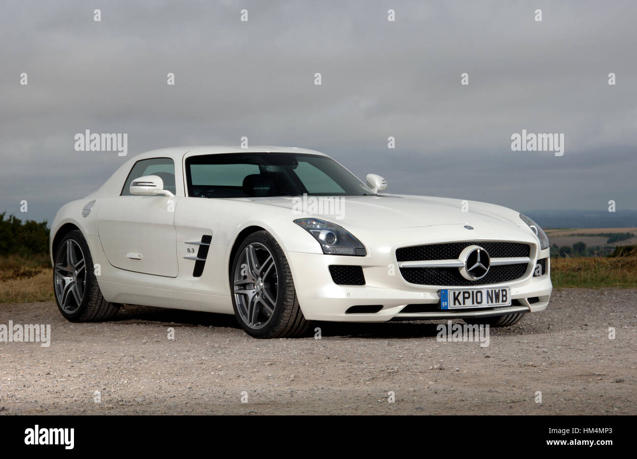 2010 Mercedes AMG SLS German super car with gull wing doors Stock Photo