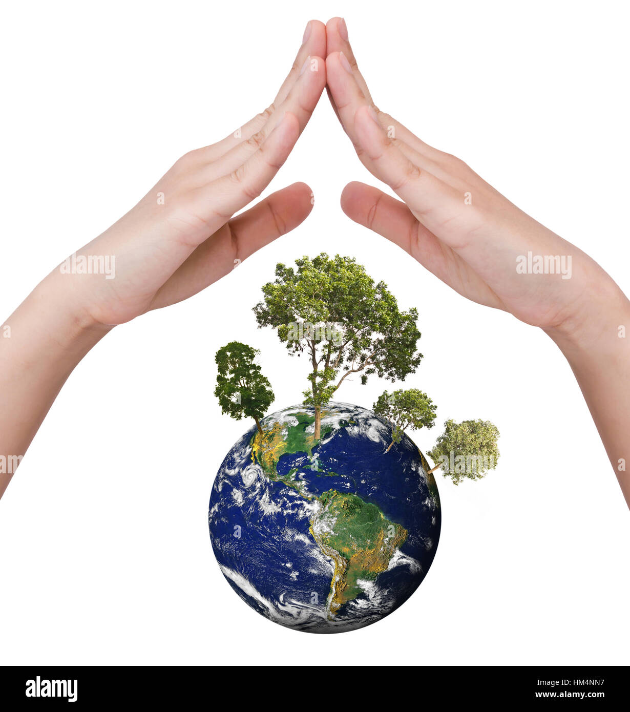 Eco concept : Earth in hands isolated on white Stock Photo - Alamy
