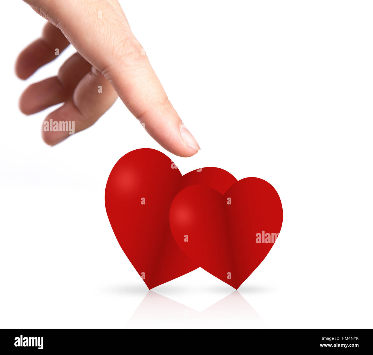 Hand point to two heart Stock Photo - Alamy