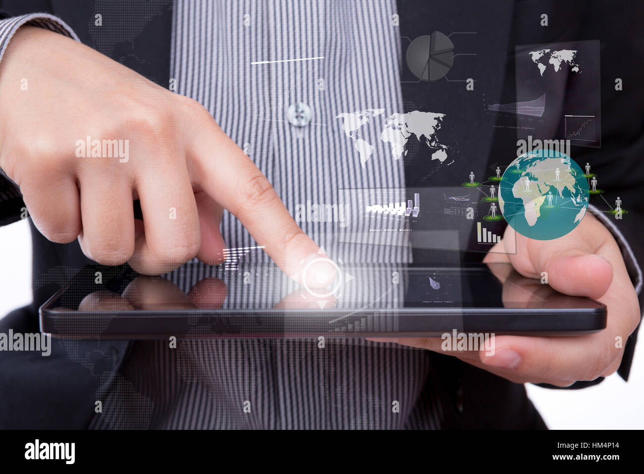 Business man using a touch screen device Stock Photo - Alamy