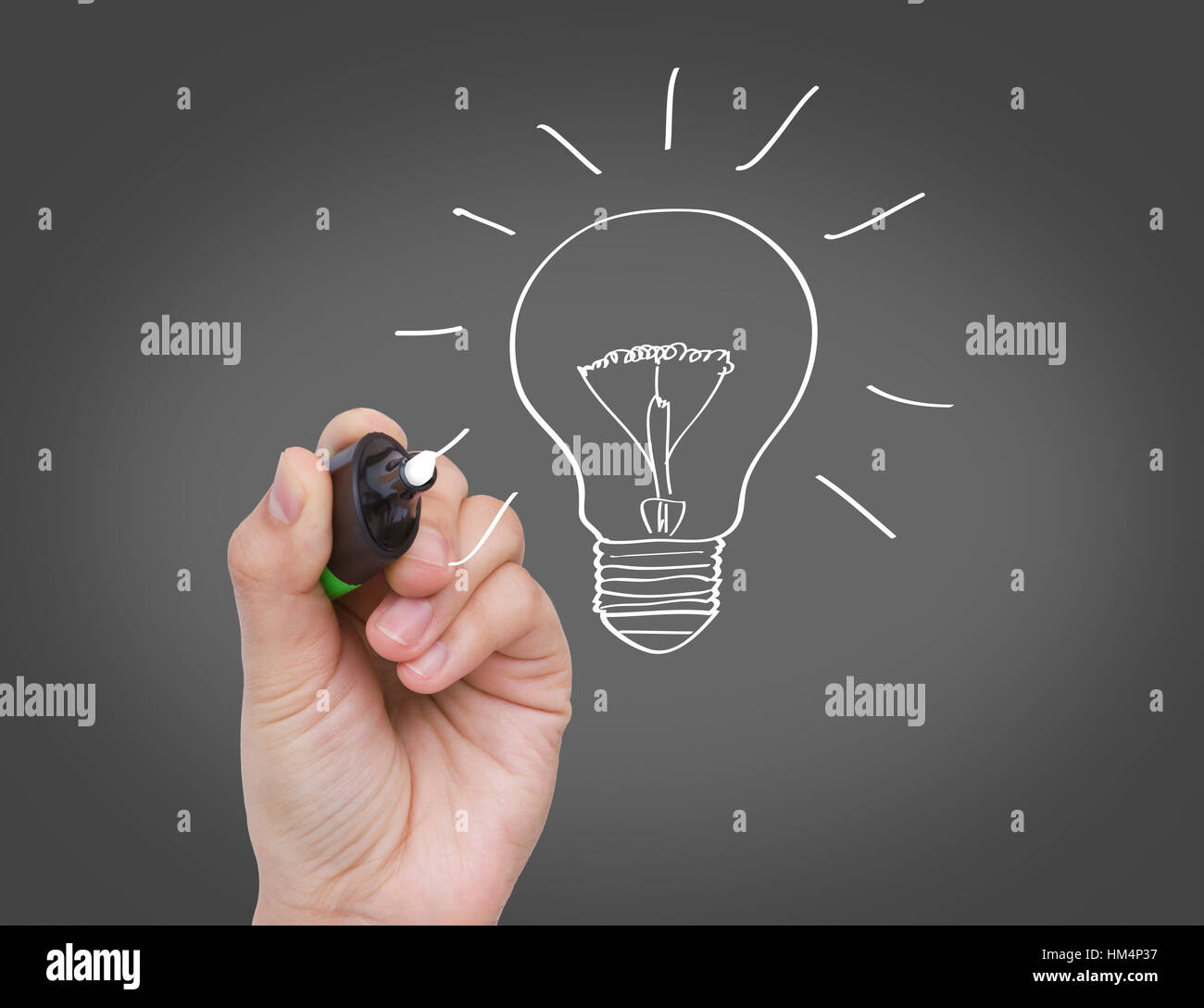 Business man hand drawing light bulb isolated on white Stock Photo - Alamy