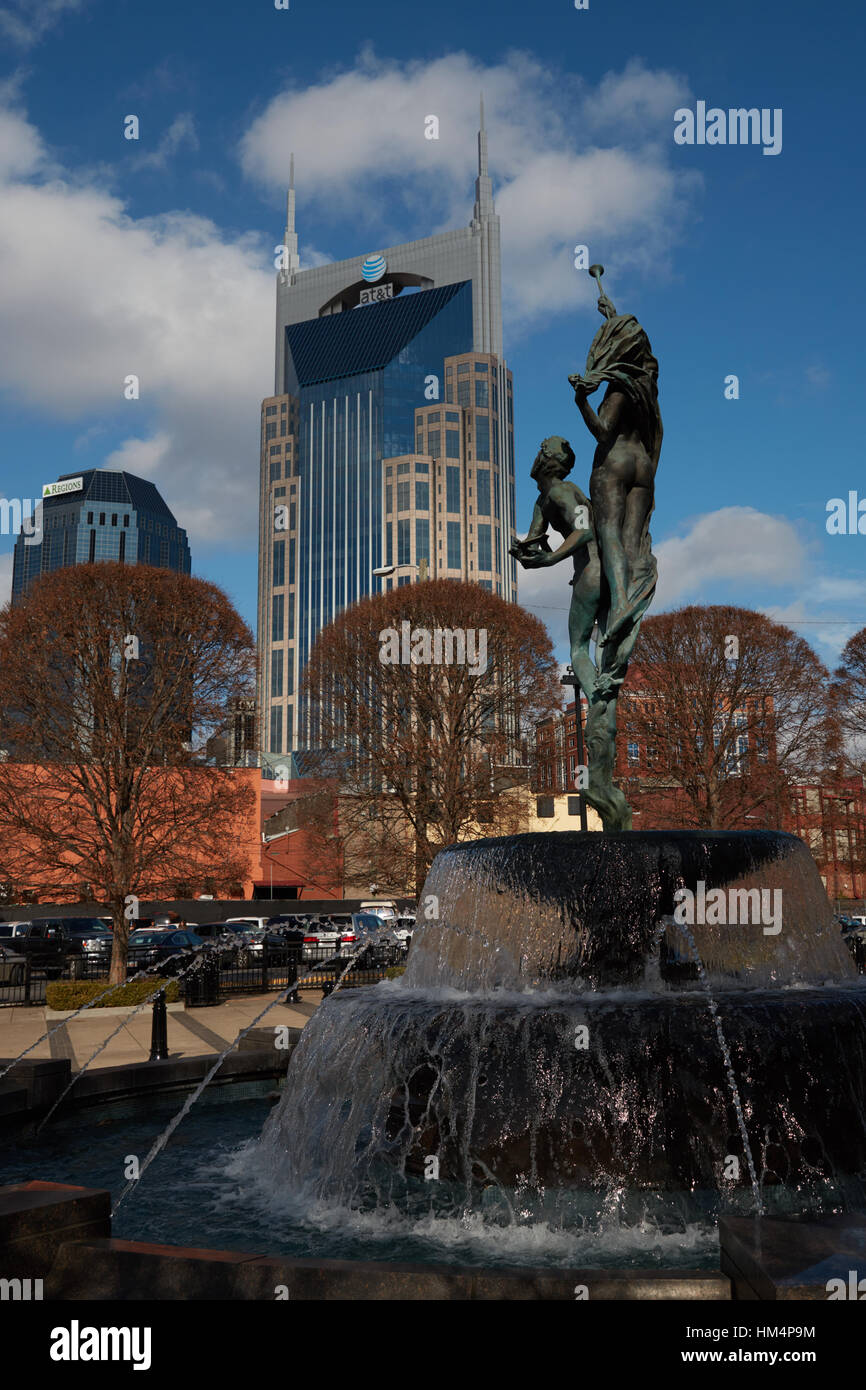 Birth of Apollo sculpture fountain at the Nashville Symphony Stock Photo