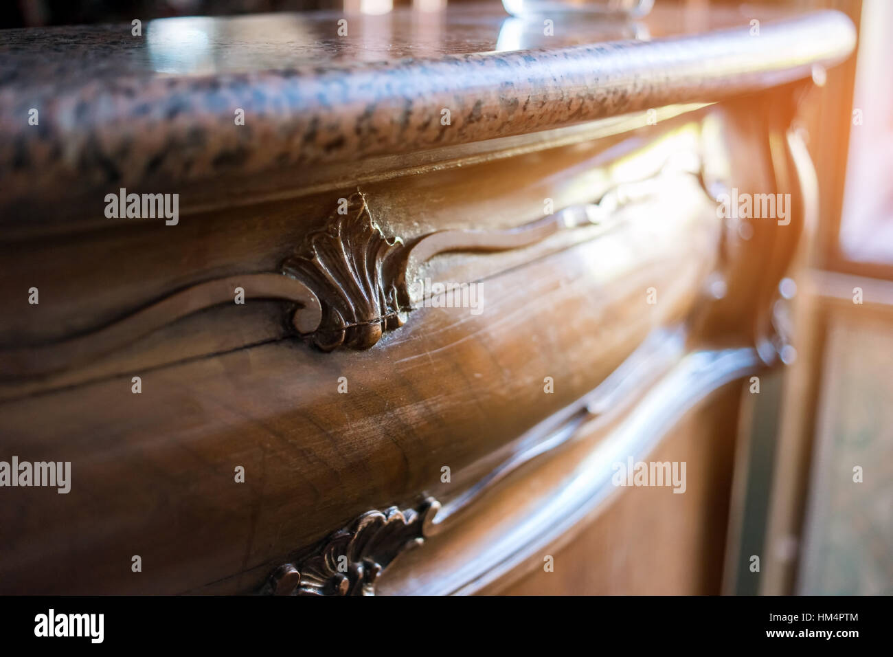 Old marble top drawer. Stock Photo