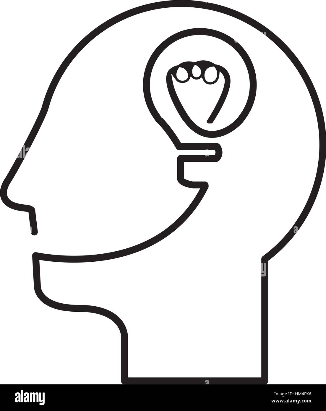 black silhouette head with light bulb vector illustration Stock Vector ...