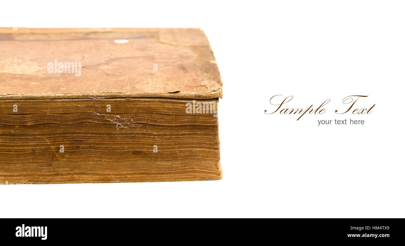Old book isolated on white background Stock Photo - Alamy