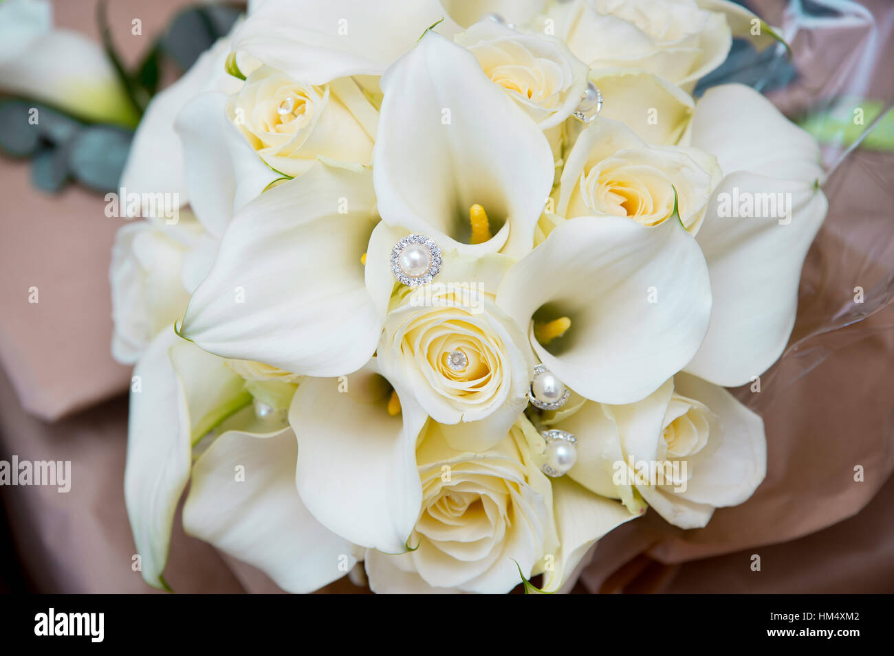 Bouquet of flowers for the bride and bridal party on their wedding day. Stock Photo