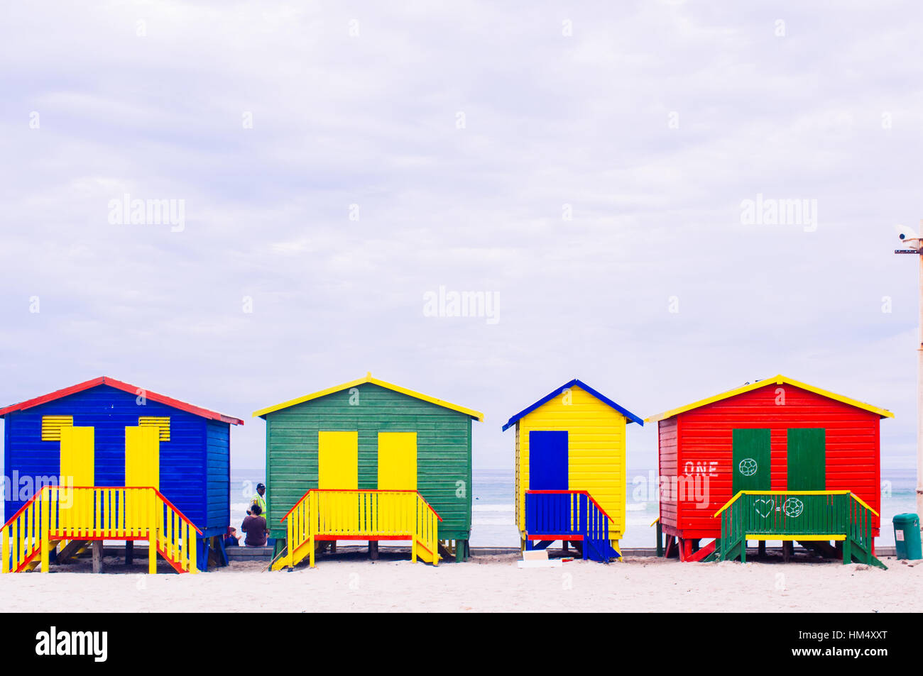 Bright Crayon Colored Beach Huts At St James False Bay On Indian