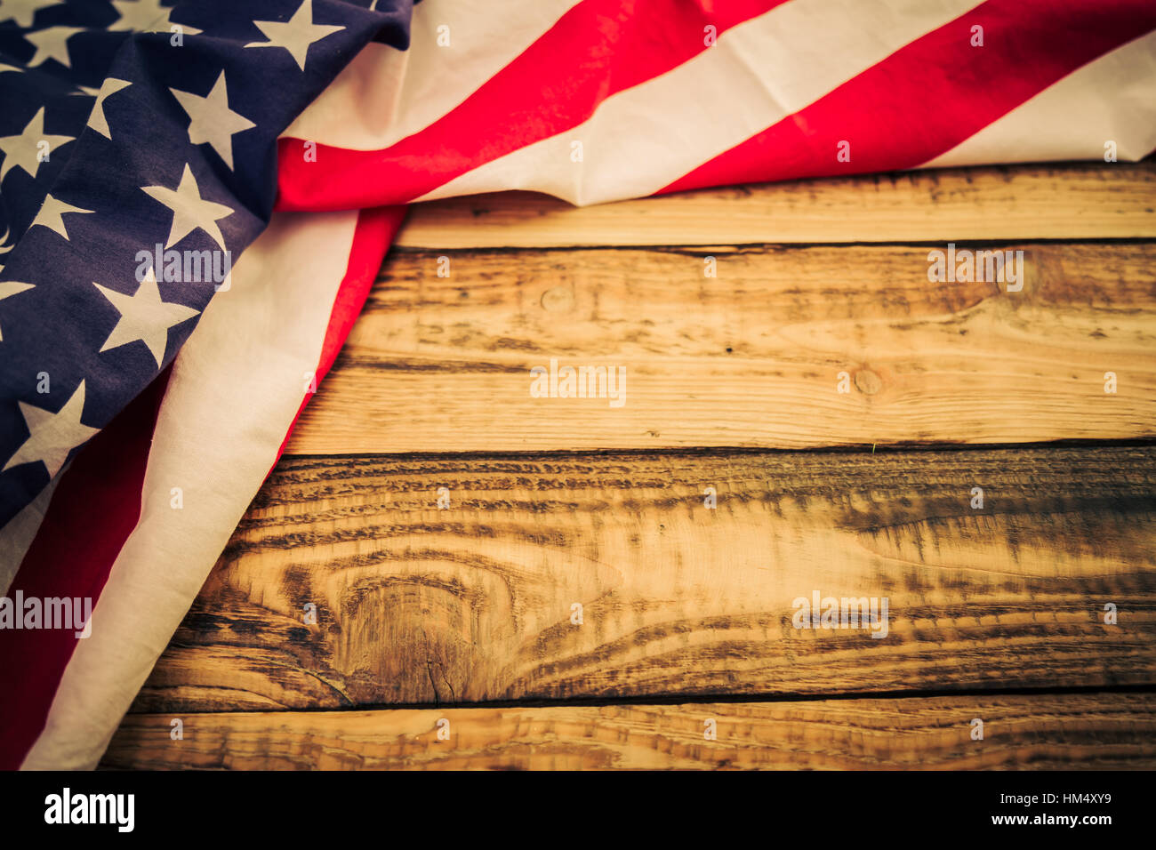American flag on wooden background Stock Photo - Alamy