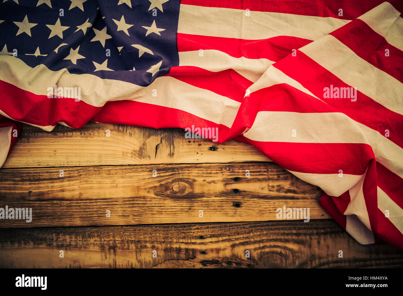 American flag on wooden background Stock Photo - Alamy