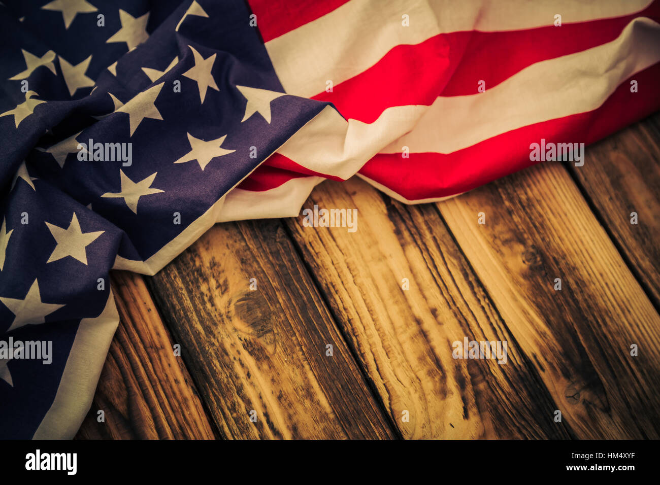 American flag on wooden background Stock Photo - Alamy
