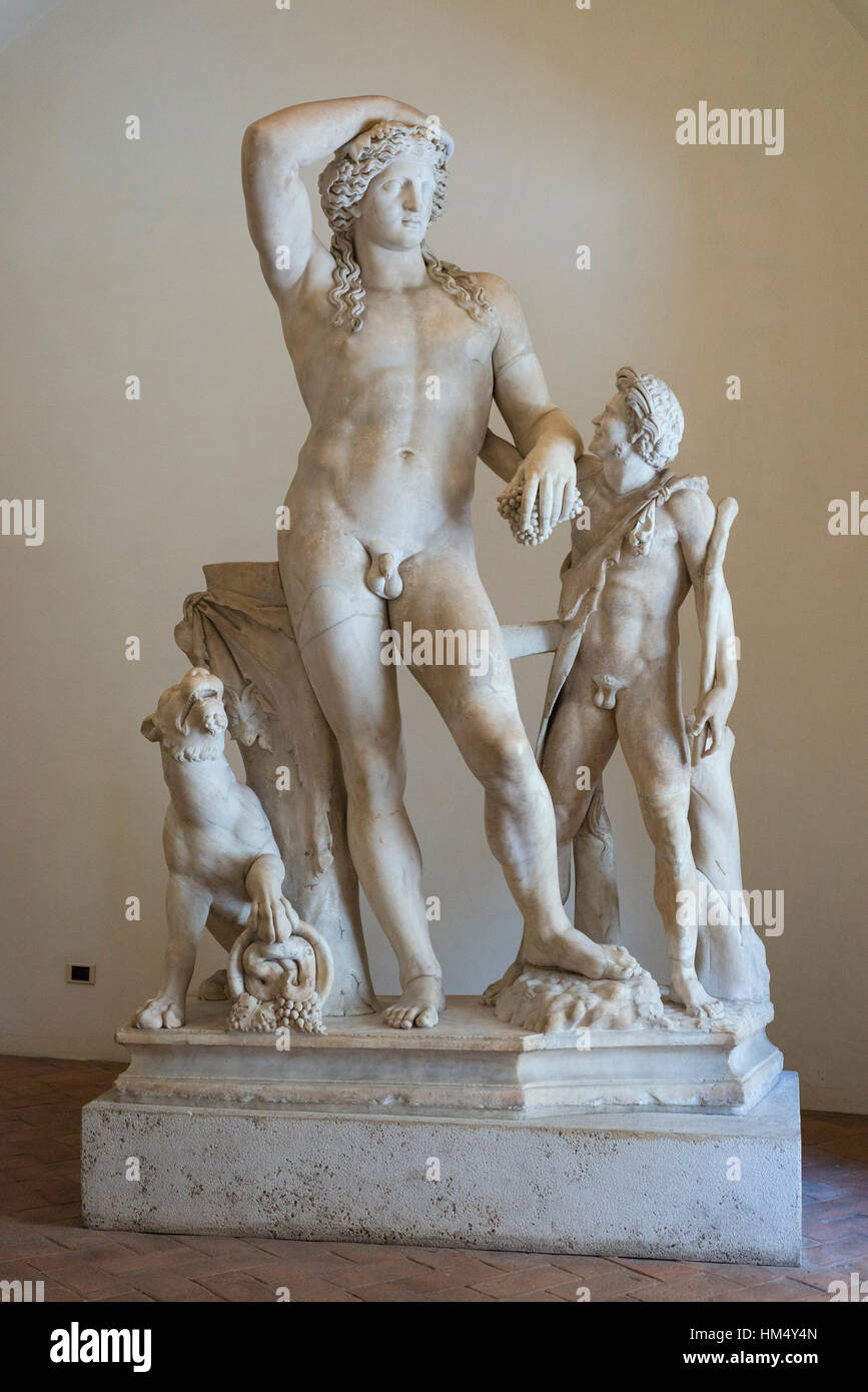Rome. Italy. Dionysus with Panther and Satyr, 160-180 AD, Museo