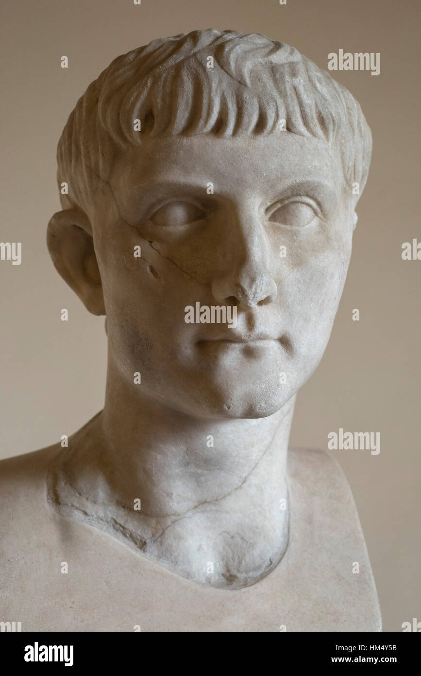 Rome. Italy.  Portrait of Germanicus Julius Caesar (15 BC-19 AD), Roman General and Consul, died age 33. Palazzo Altemps. Stock Photo