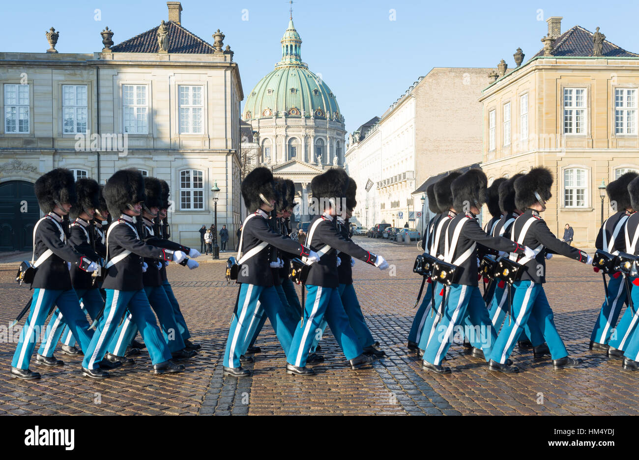 Changing of the Danish Royal Guard, Copenhagen, Denmark Stock Photo