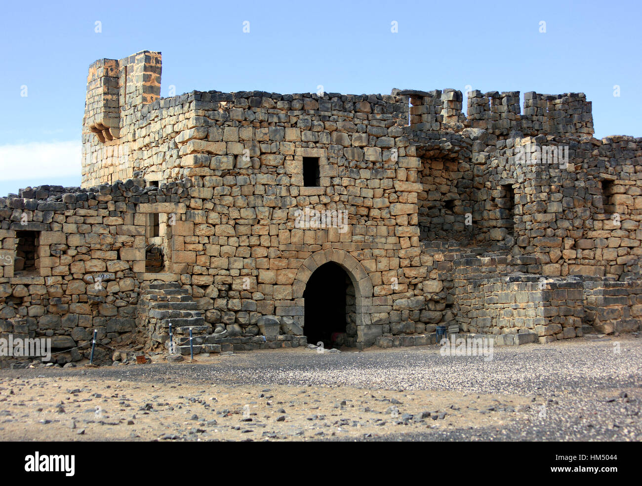 Qasr al-Azraq, Blue Fortress, a large fortress located in Jordan. It is one of the desert castles Stock Photo