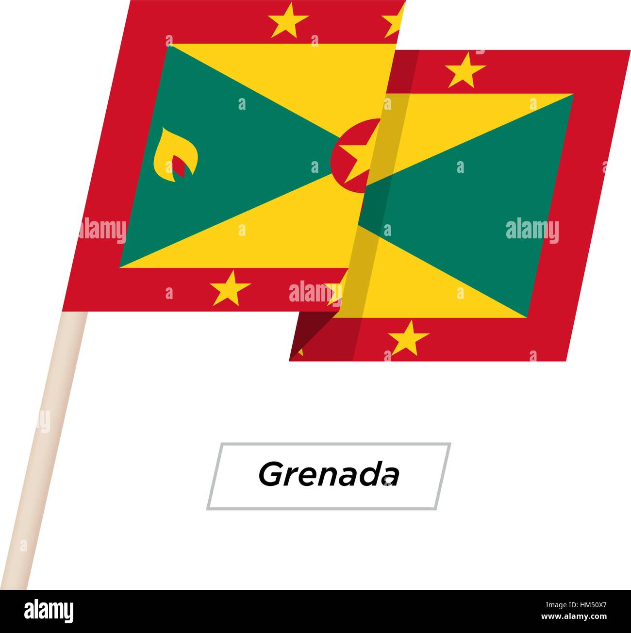 Grenada Ribbon Waving Flag Isolated on White. Vector Illustration. Stock Vector