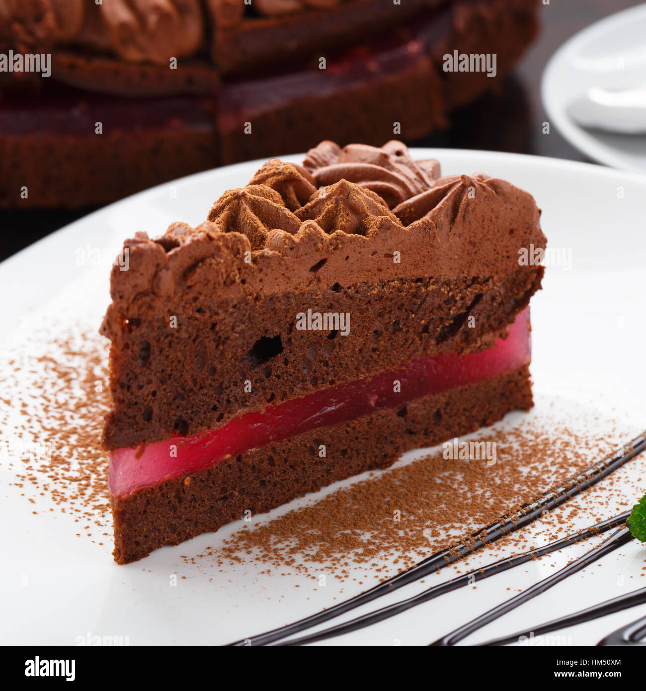 Piece chocolate cake on plate hi-res stock photography and images - Alamy