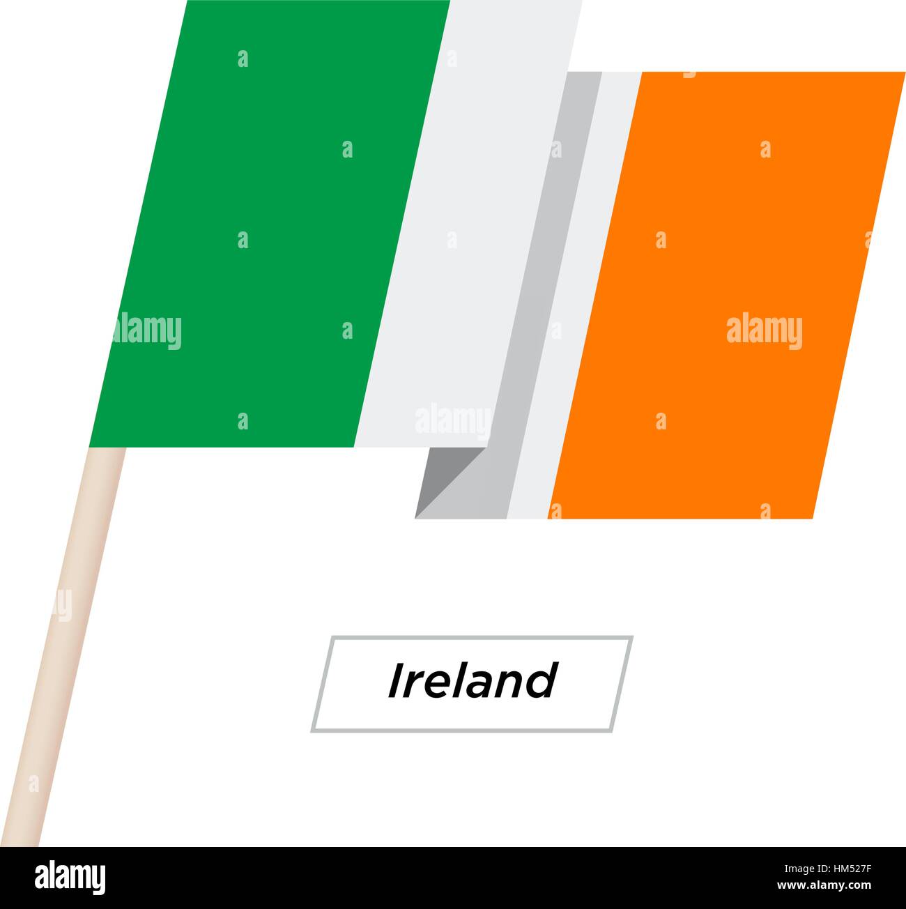 Ireland Ribbon Waving Flag Isolated on White. Vector Illustration. Stock Vector