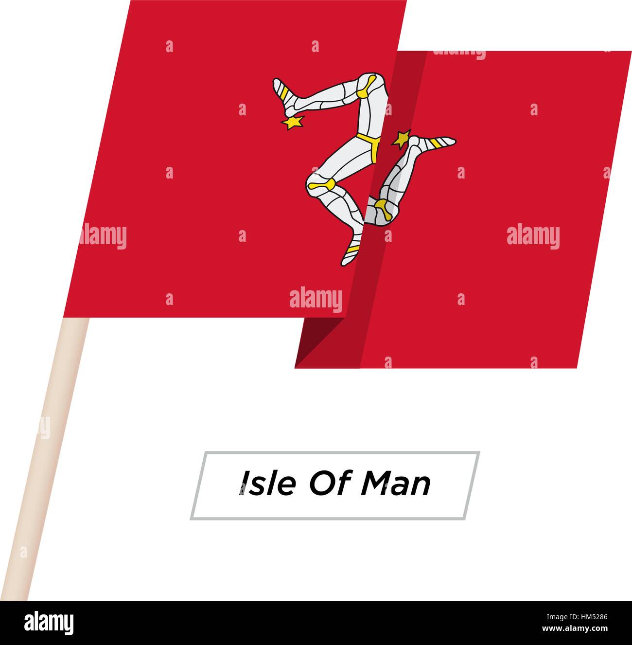 Isle Of Man Ribbon Waving Flag Isolated on White. Vector Illustration. Stock Vector