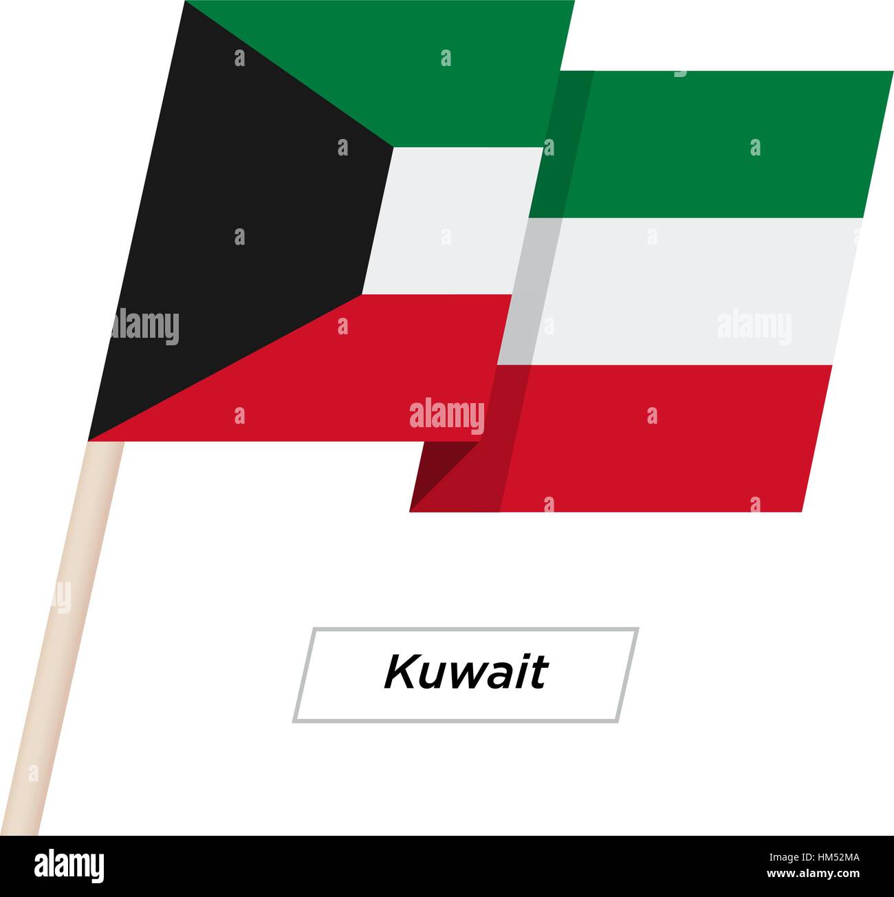 Kuwait Ribbon Waving Flag Isolated on White. Vector Illustration Stock