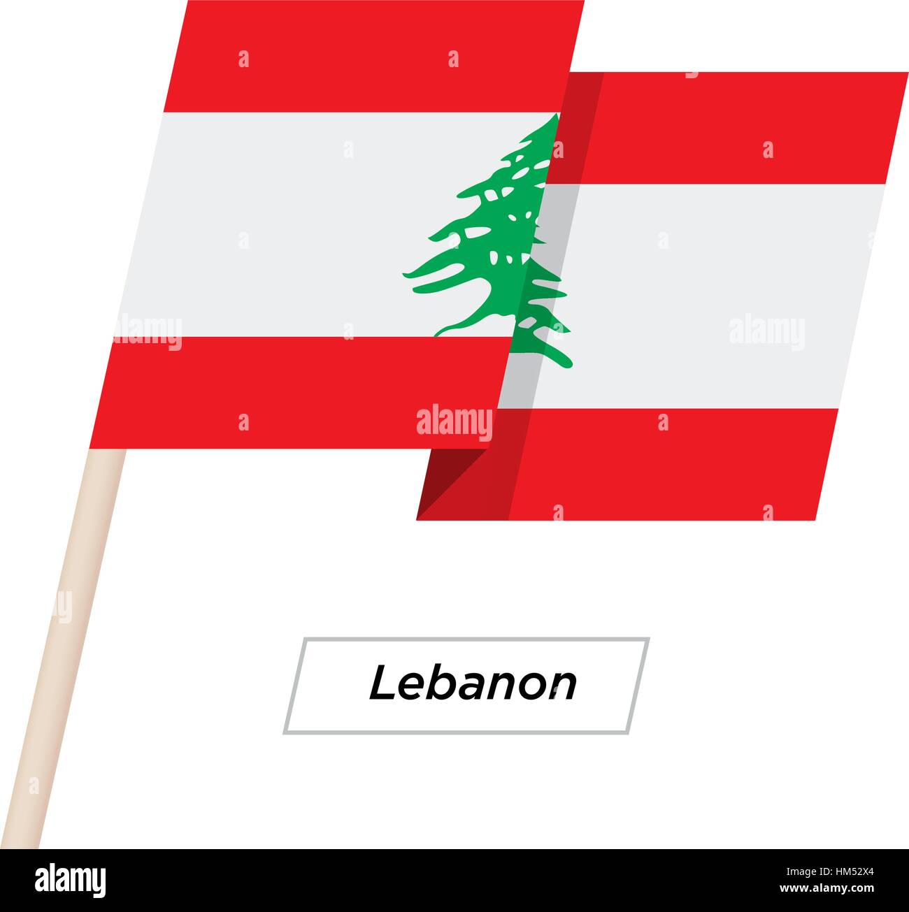 Lebanon Ribbon Waving Flag Isolated on White. Vector Illustration Stock