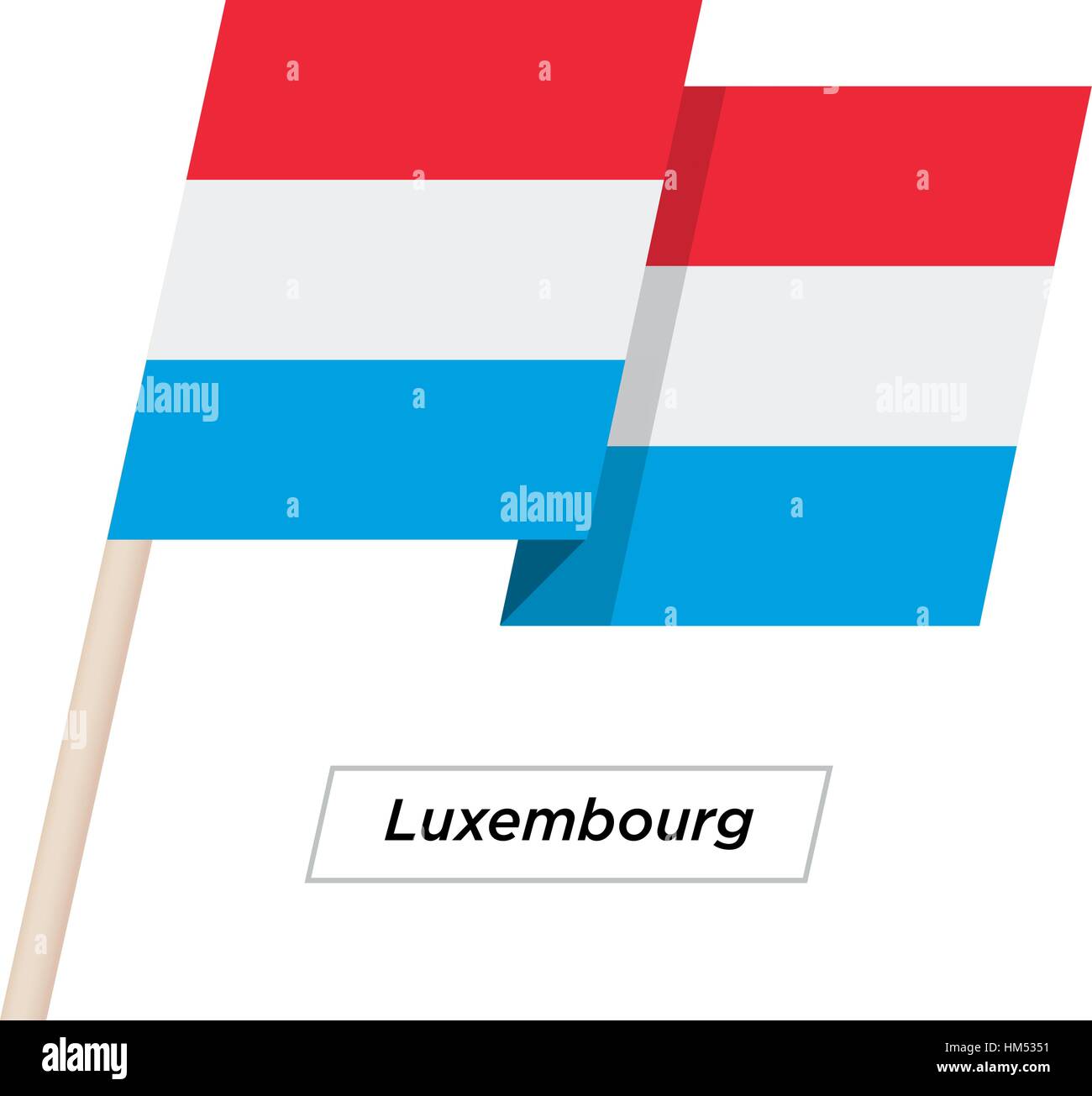 Luxembourg Ribbon Waving Flag Isolated on White. Vector Illustration