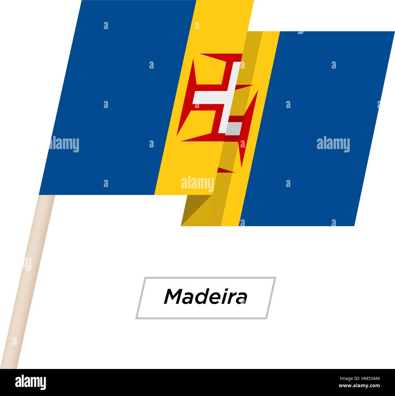 Madeira Ribbon Waving Flag Isolated on White. Vector Illustration. Stock Vector