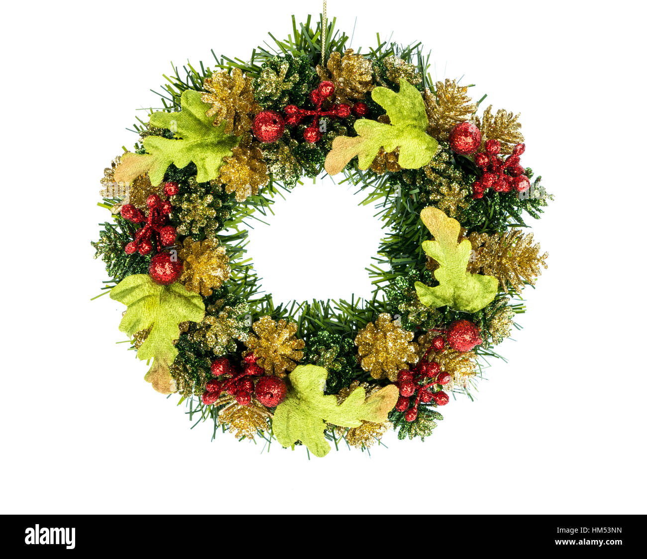 Christmas wreath isolated on white Stock Photo - Alamy